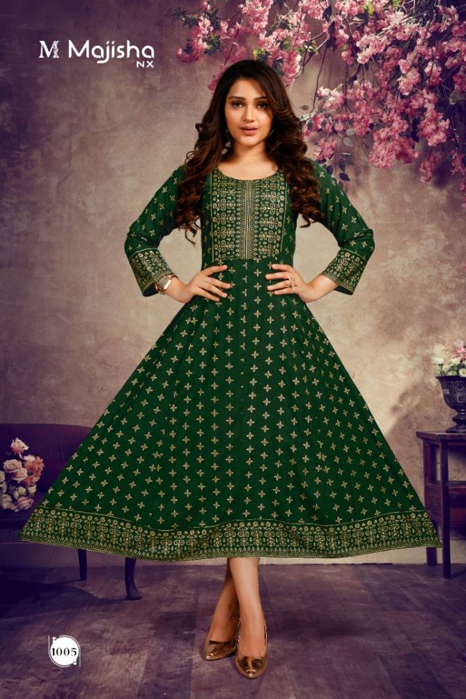 Majisha Nx Kanak 1 Latest Designer Fancy Wear RAyon Anarkali Kurti Collection